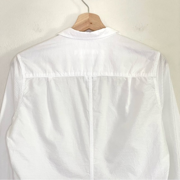 Frank & Eileen Barry Tailored Button Up Shirt Textured Tonal Stripe White Medium - Picture 9 of 16